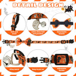 Qpets Halloween Cat Collar with Bell featuring Orange Skeleton Prints and Quick Release Buckle