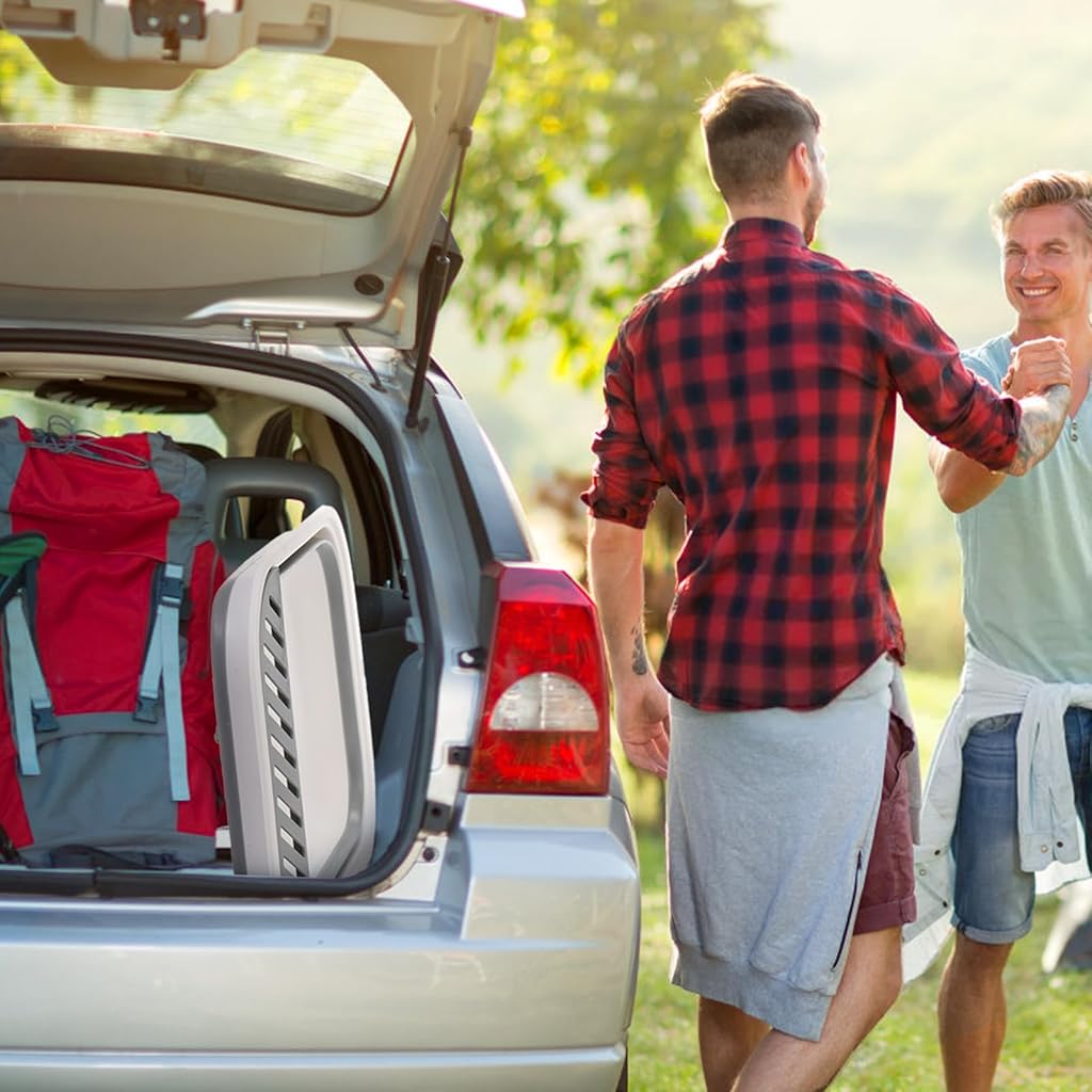 Qpets® Collapsible Cat Litter Box Large Size, Portable Travel Litter Tray with Scoop & High Sides, Space Saving Anti-Splash Anti-Tip Over Guar for Adult Cats & Kittens