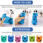 Qpets Dog Bandages for Pet Injury Recovery with Paw Print Design | 18pcs 4.5m Non‑Woven Wrap