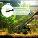 Qpets Aquarium Aquascaping Tools for Fish Tank with Pointed and Curved Tweezers 27cm Stainless Steel