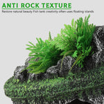 Qpets® Betta Fish Tank Decor Folating Miniature Rocky Island Decoration Fish Tank Ornament Betta Fish Tank Hiding Cave Aquarium Tank Decor - 13x9x13CM