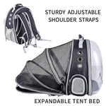 Qpets® Side Door Design Cat Carrier Backpack, Expandable Cat Dog Backpack Carrier Bag, Transparent Capsule Air Breathable Transparent Carrier Backpack for Travelling, Ourdoor