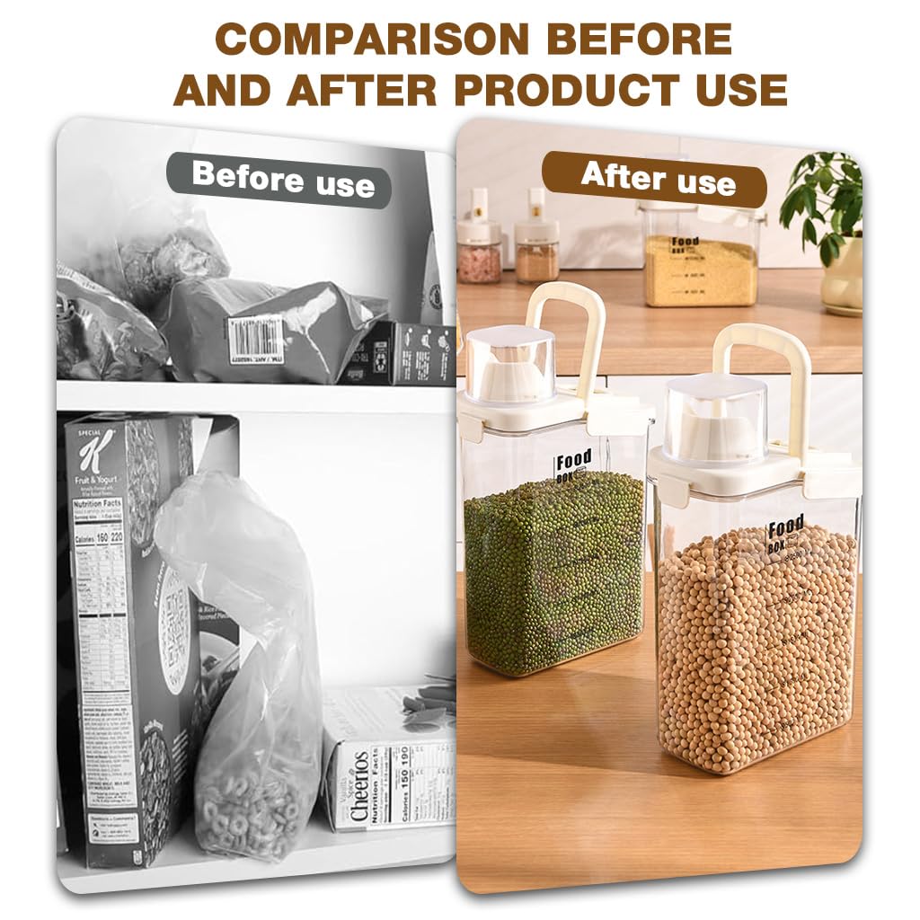 Qpets Airtight Pet Food Container 2.8L with Built in Date Tracker and Measuring Cup | Food Grade PET Jar for Dry Grains