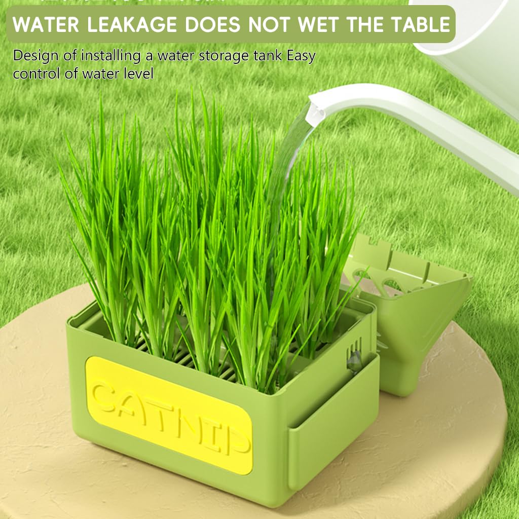 Qpets Cat Grass Planting Box for Fresh Catnip with Cartoon Milk Box Design 12x9x12cm Plastic Pot | Fun Home Décor for Cats