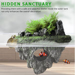 Qpets® Betta Fish Tank Decor Folating Miniature Rocky Island Decoration Fish Tank Ornament Betta Fish Tank Hiding Cave Aquarium Tank Decor - 13x9x13CM