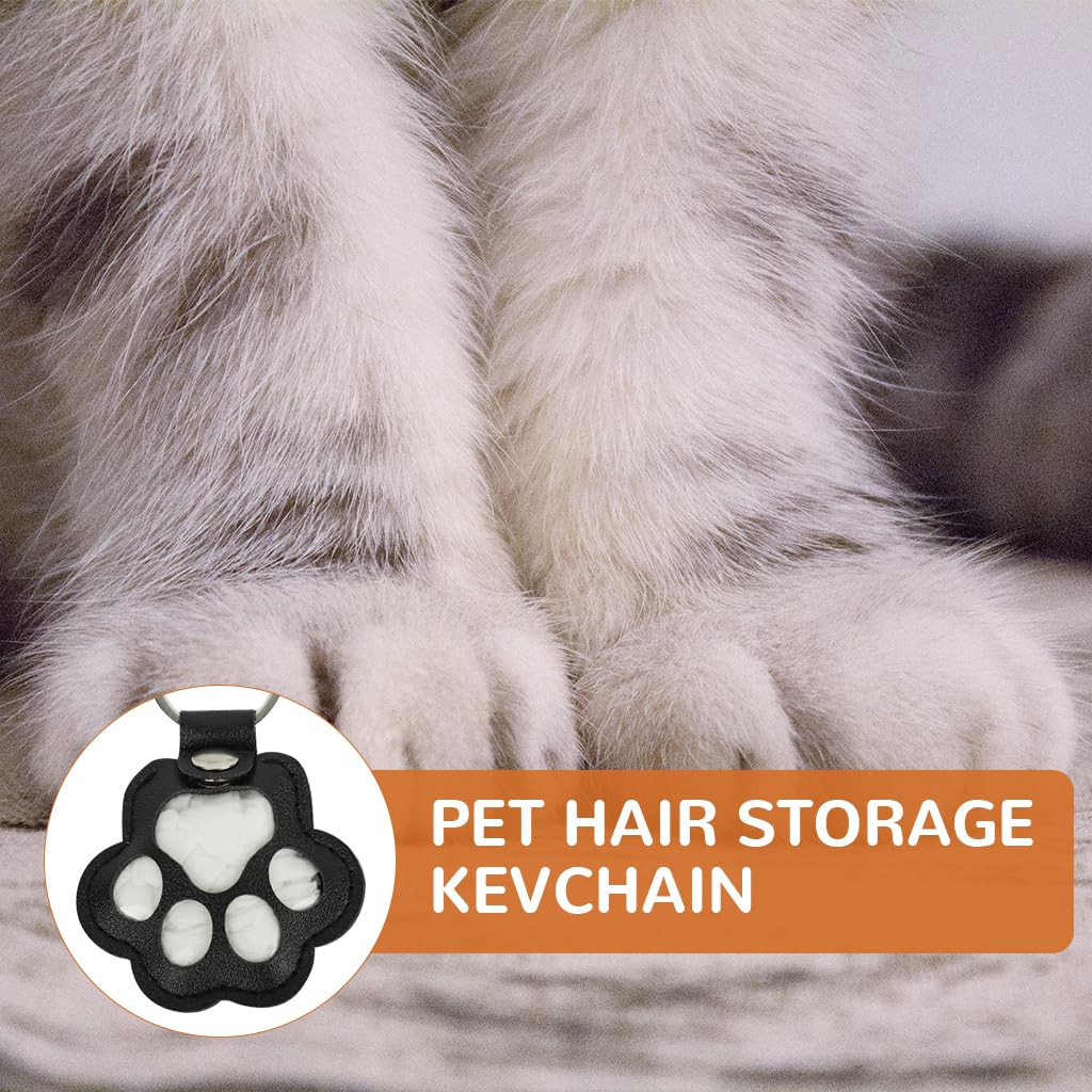 Qpets Pet Fur Storage Pocket Keychain with Clear Claw Window & Metal Clasp | Black PU Remembrance Gift