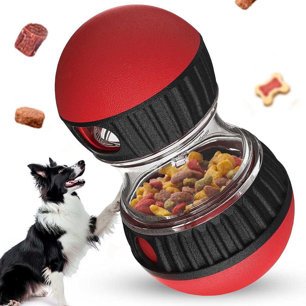 Qpets Dog Treats Dispenser for Slow Feeding with Dual Rotatable Openings and Food‑Grade PP ABS
