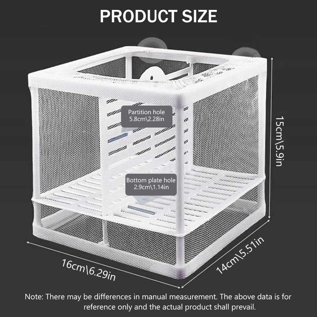Qpets Fish Breeding Box for Betta with Suction Cups and Nylon Mesh 16x14x15CM | 3 PCS