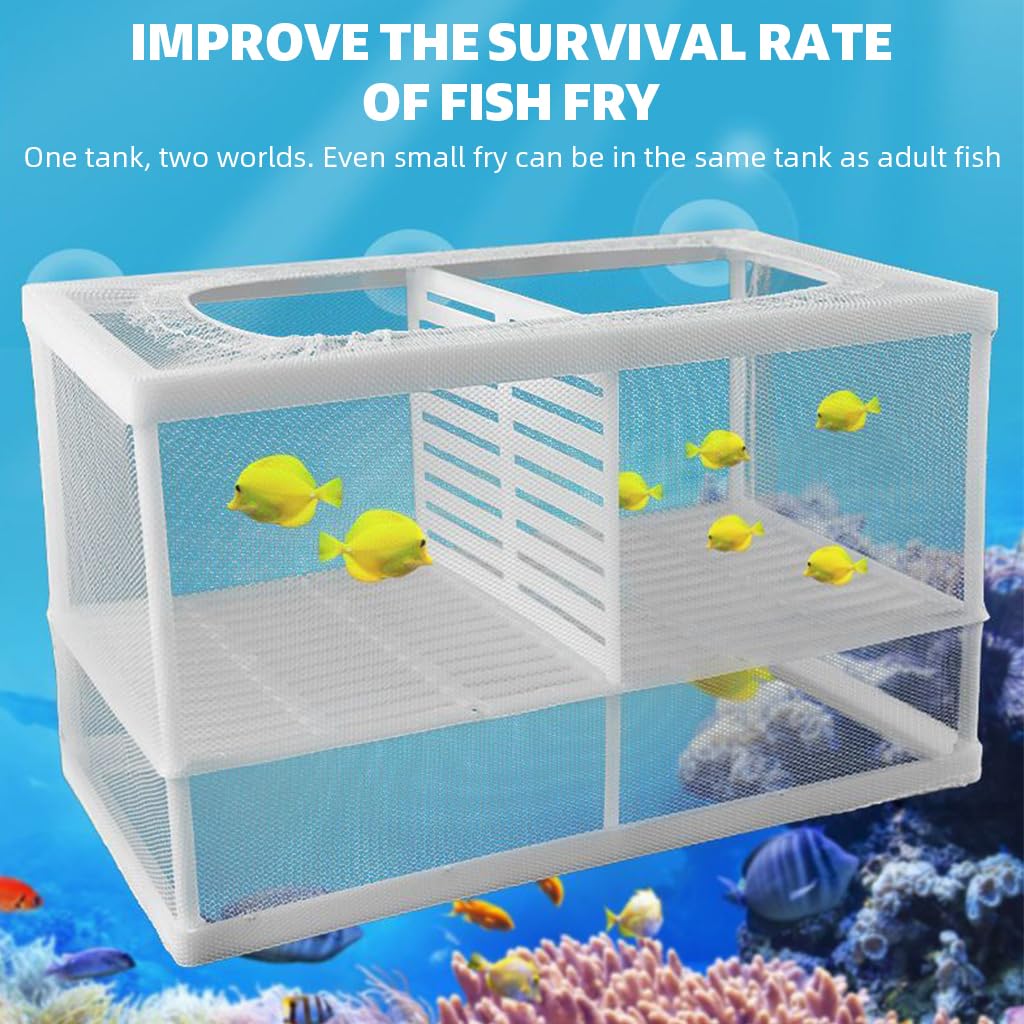 Qpets Aquarium Fish Breeding Box for Safe Fry Rearing with Suction Cups and Nylon Mesh 16x15x15.5cm