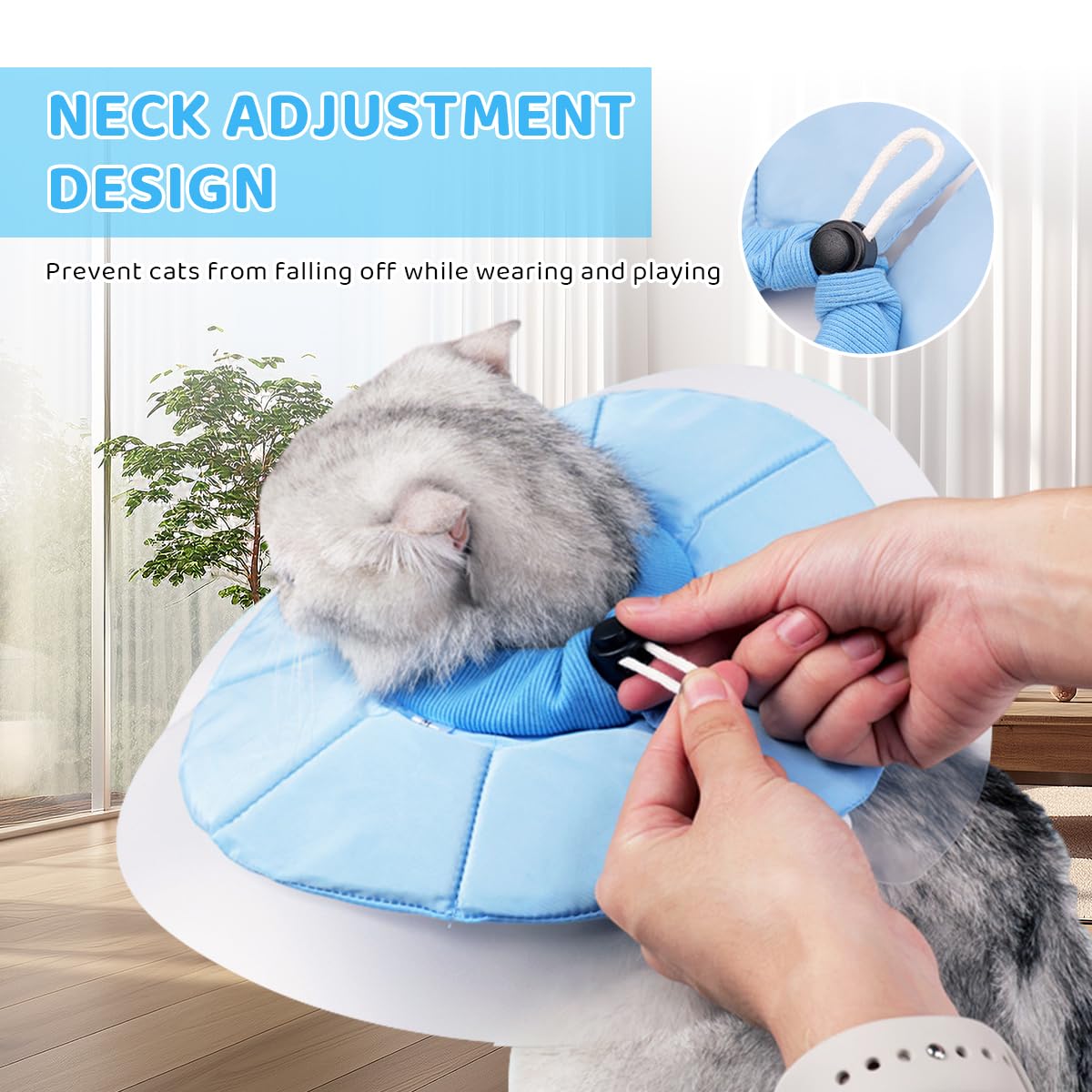 Cat Cone PVC Cat Recovery Cone with Soft Pillow, After Surgery for Anti-Licking Cat Cone, Surgery Recovery Cone for Small Pet (M, 20-34cm)