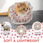 Qpets Cat Recovery Collar for Post Surgery Comfort with Adjustable Cotton Drawstring featuring Sweet Strawberry Design | Fits 12–25 cm Necks