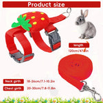 Qpets Rabbit Harness for Small Pets with Escape-Proof Dual Strap and Quick Release Buckle | Red Strawberry Plush Design