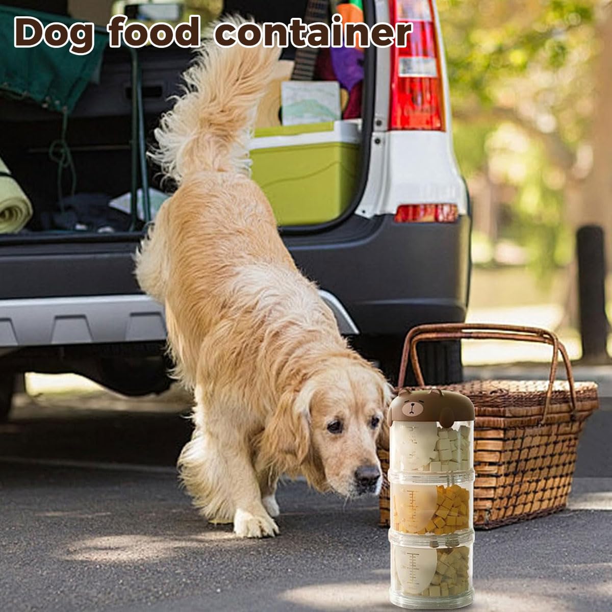Qpets Dog Food Container Set for Travel with Leak Proof Stackable Design 3 Pcs | Food Grade PP