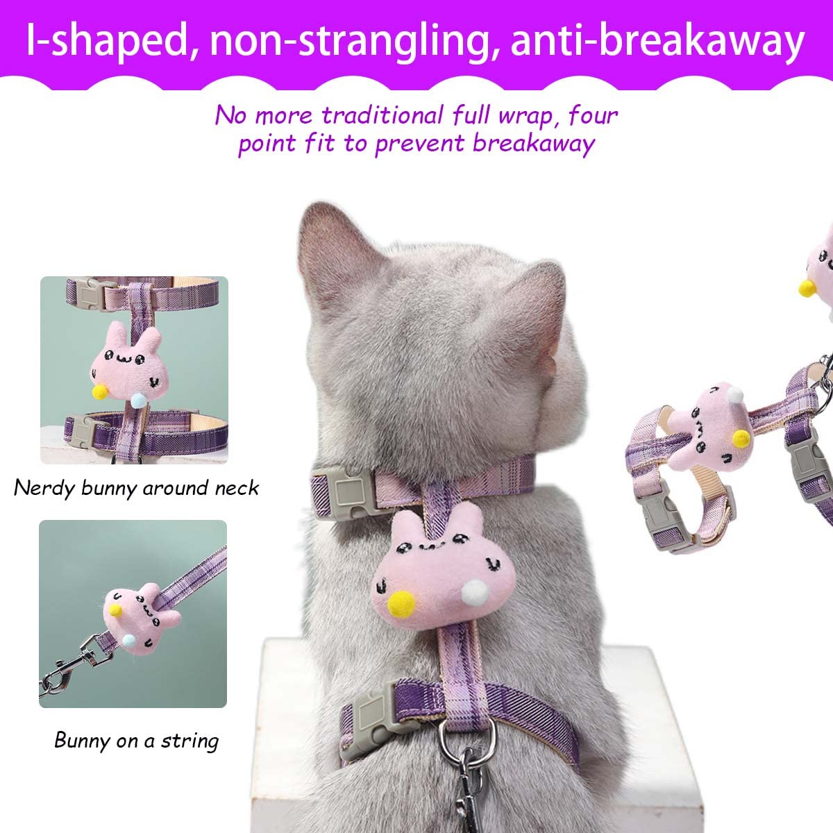 Cat Harness and Leash Set, Outdoor Harness for Cat with Quick Release Buckle Adjustable Cat Harness for Small Cats, Lightweight Soft Walking Travel Petsafe Harness