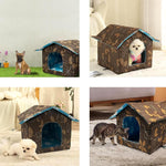 Qpets Cat House for Indoor and Outdoor Use with Waterproof Roof and 45x43x40 cm Space | Washable DIY Assembly Pet Shelter