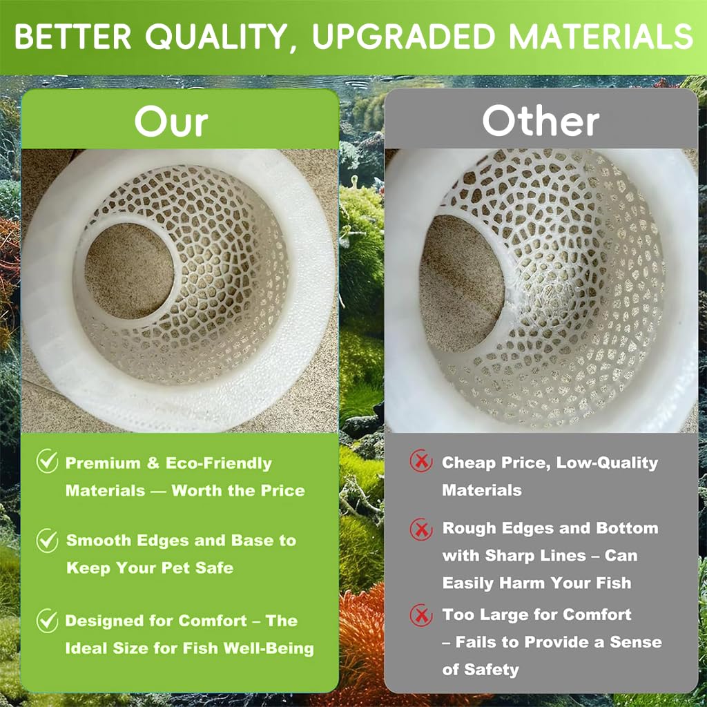 Qpets Floating Betta Fish Rest Dome with 3.9 in Hammered Cutout Design | Safe Tank Shelter