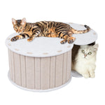 Qpets® Cat Hideaway Tunnel House Cat Tunnel Semi-Closure Scratcher Roofed House DIY Assembly Felt Hiding Game