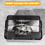 Qpets Stainless Steel Cat Litter Box for Large Cats 50x28x35cm with Elevated Anti‑Splash Guard | Easy to Clean