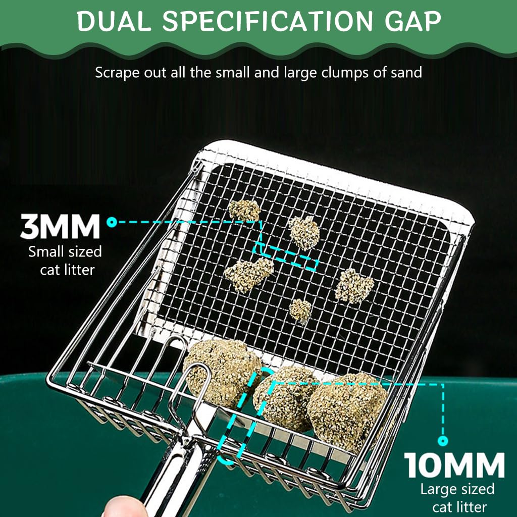 Qpets Cat Litter Scoop for Easy Cleaning with Retractable Push Shovel and 11.8 in Handle | Plastic Poop Scoop