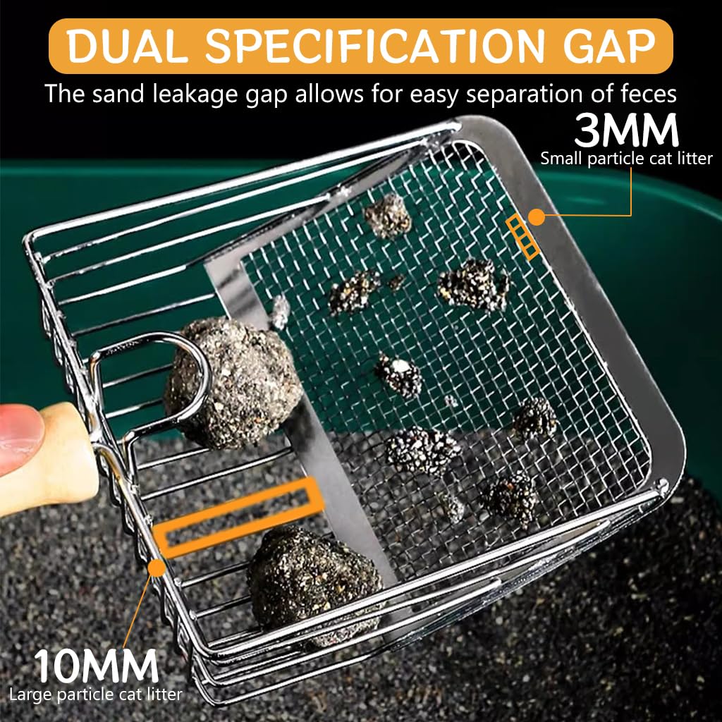 Qpets Cat Litter Scoop for Easy Cleanup with 14cm Ergonomic Handle and Metal Sifter | 2PCS
