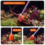 Qpets Aquarium Algae Cleaner for Small to Medium Tanks with Dual Head Brush & Felt Pad