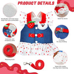 Qpets Dog Dress for Small Breeds featuring Ruffle Hem Skirt and Double D-Ring Leash | 45cm Chest