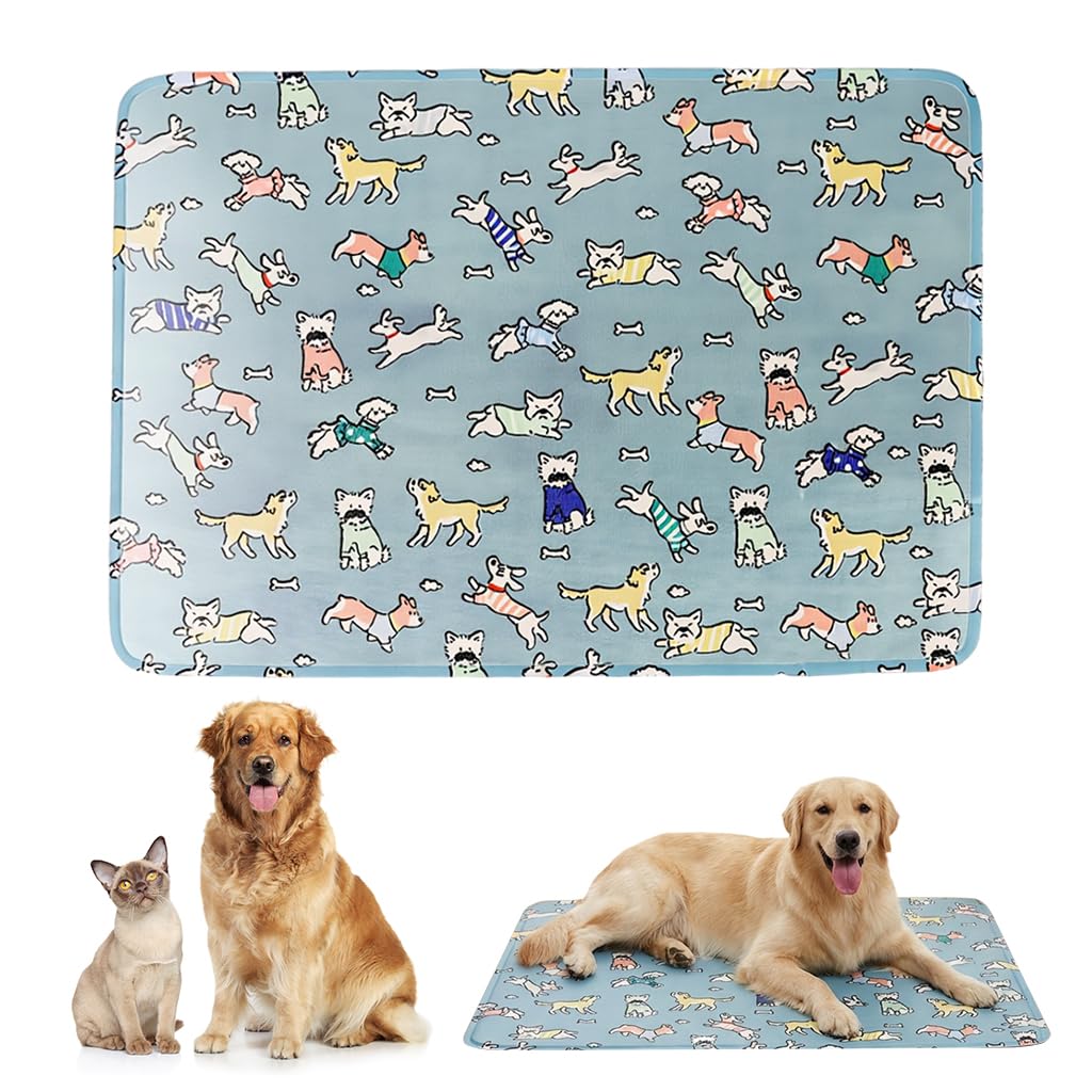 Qpets® Self-Cooling Pad for Dogs & Cats,Pressure Activated,No Water Needed Large Waterproof Mat for Heat Stroke Prevention Stay Cool Indoor & Outdoor (120 * 85cm)
