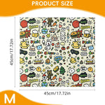 Qpets Cat Swaddle for Calming and Scratch Protection with Magic Snap Closure 45cmx45cm | Cute Cartoon Print