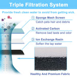 Qpets Cat Water Fountain Filter Replacement for 61 oz 1.8 L Fountain with Triple Filtration System | 16 Pack Activated Carbon Filters