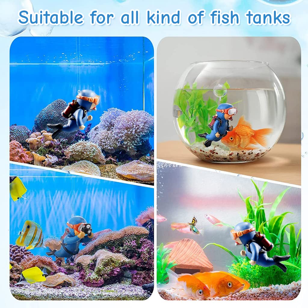Qpets Aquarium Ornament for Fish Tank featuring 1.97 in Retro Submarine Model with Floating Wired Ball and PVC Design