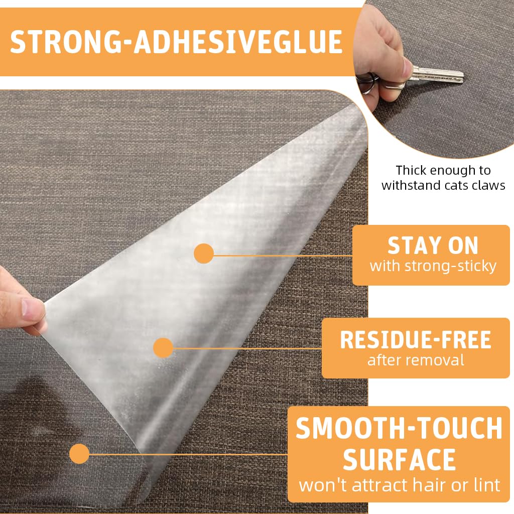 Qpets Cat Scratcher Pad for Furniture Protection featuring Self-Adhesive Clear PVC 45x100cm