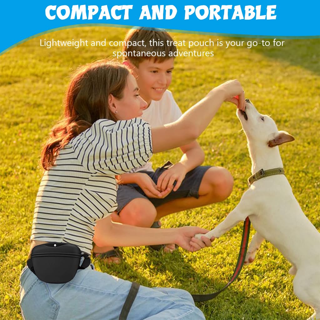 Qpets Dog Treat Pouch for Outdoor Training with Magnetic Closure and Waterproof Silicone | Removable Waist Belt