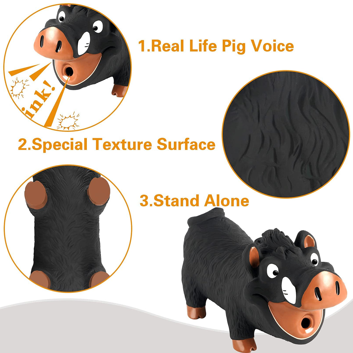Qpets Squeaky Dog Toy for Interactive Play featuring Grunting Pig Sound and Soft Latex | Fun Fetch Training for Small and Medium Dogs