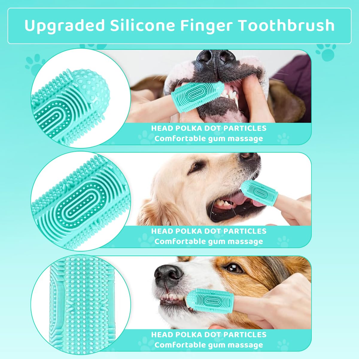 Dog Toothbrush, Pet Teeth Cleaning Set Soft Silicone Finger for Dog, Protecting Dog Dental Health Pets Oral Care Supplies, Dog Toothbrush Index Finger Sleeve with Storage Case, Blue