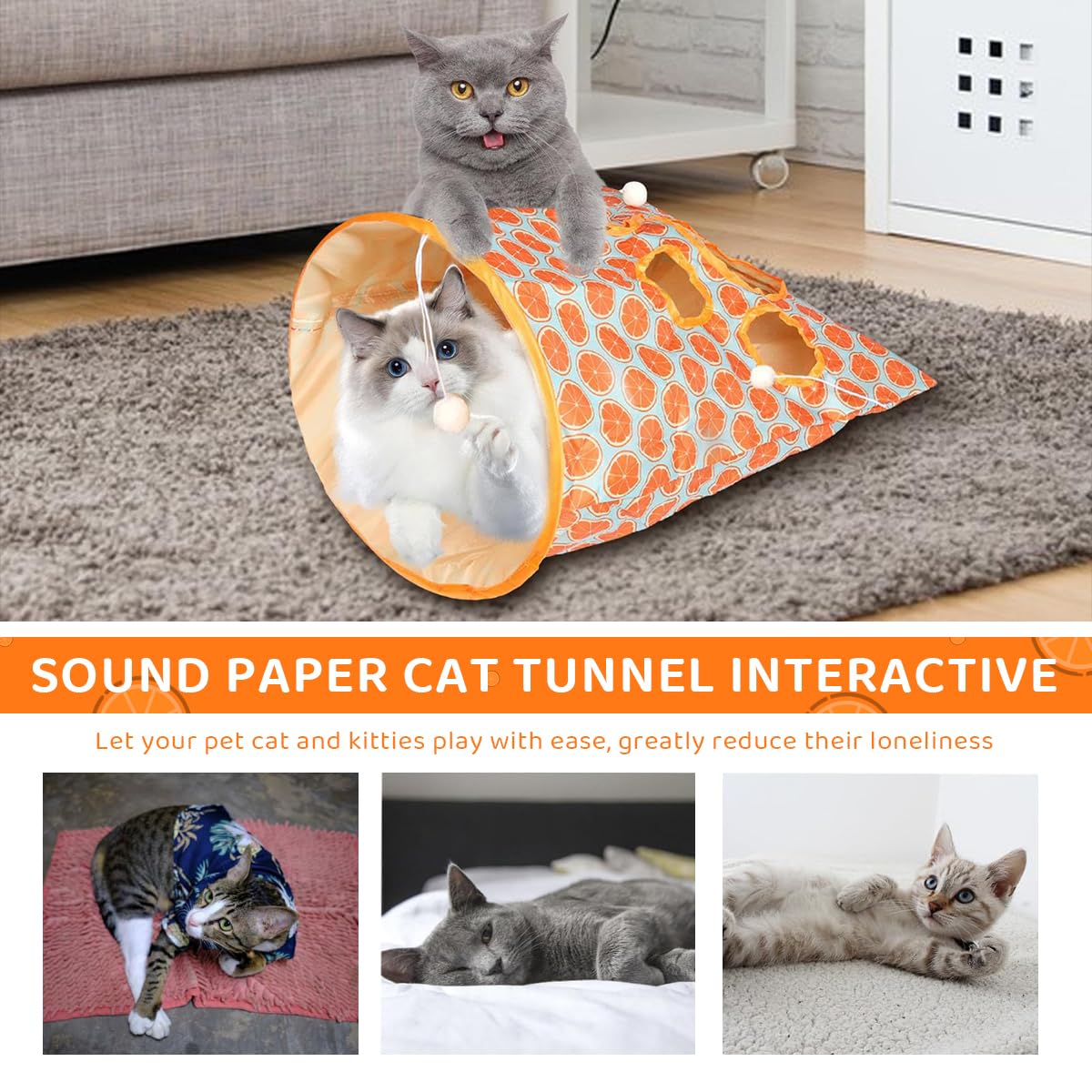 Cat Hiding Toy Cat Tunnel Bag Indoor Interactive Print Tunnel Bag with Plush Toy Hiding Training Toy for Kittens