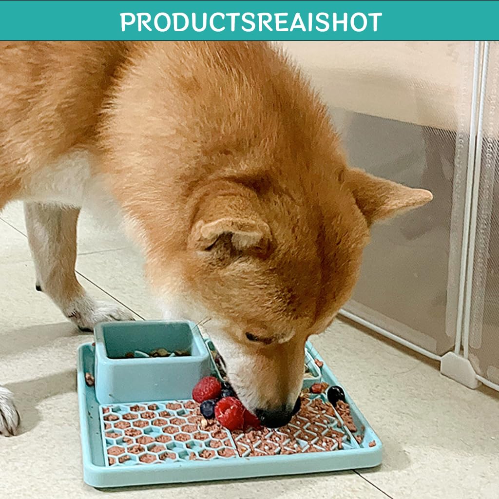 Qpets Lick Pad for Dogs and Cats with Anti Slip Suction Cups and 7.8 in Food Grade Silicone | 4 Textured Patterns for Feeding Bathing and Grooming