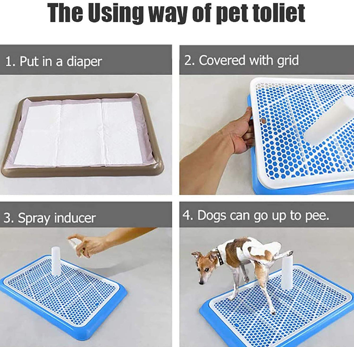 Qpets Dog Potty Tray for Indoor Training featuring Removable Mesh Grate and 19.7x14.2in Plastic Design | Blue