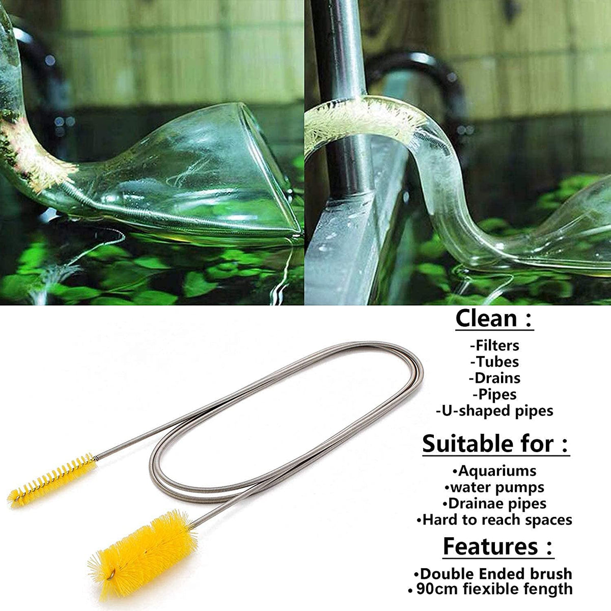 Qpets Aquarium Aquascaping Tools Kit for Plant Pruning and Tank Cleaning with 12 in Scraper | Stainless Steel 7 in 1 Set