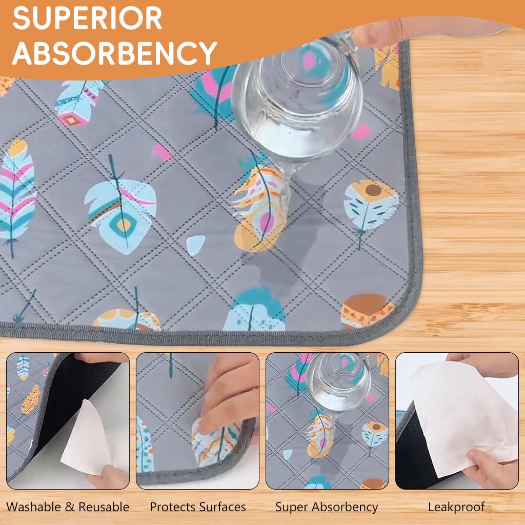 Qpets Pee Pads for Dogs with Multi Layer Leak Proof Design 90x75cm Gray Printing | Washable Reusable Puppy Training Mat