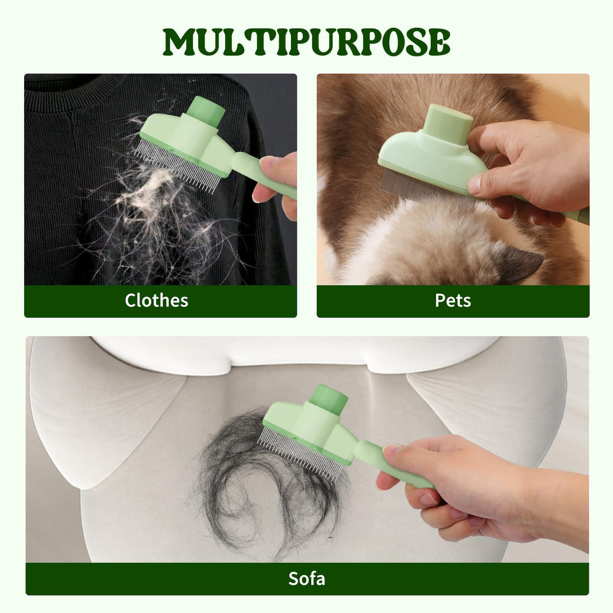 Qpets Dog Grooming Brush for Cats and Dogs with Self Cleaning Button and Steel Slicker Pins