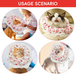 Qpets Cat Recovery Collar for Post Surgery Comfort with Adjustable Cotton Drawstring featuring Sweet Strawberry Design | Fits 12–25 cm Necks