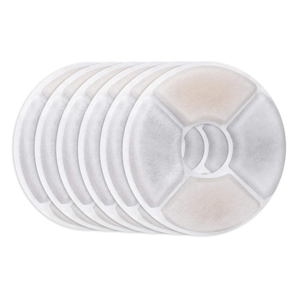 Qpets® 6 pcs Cat Water Fountain Filter Replacement Cat Fountain Filter Arc-Shaped Washable Pet Fountain Filters with Triple Filtration System Activated Carbon
