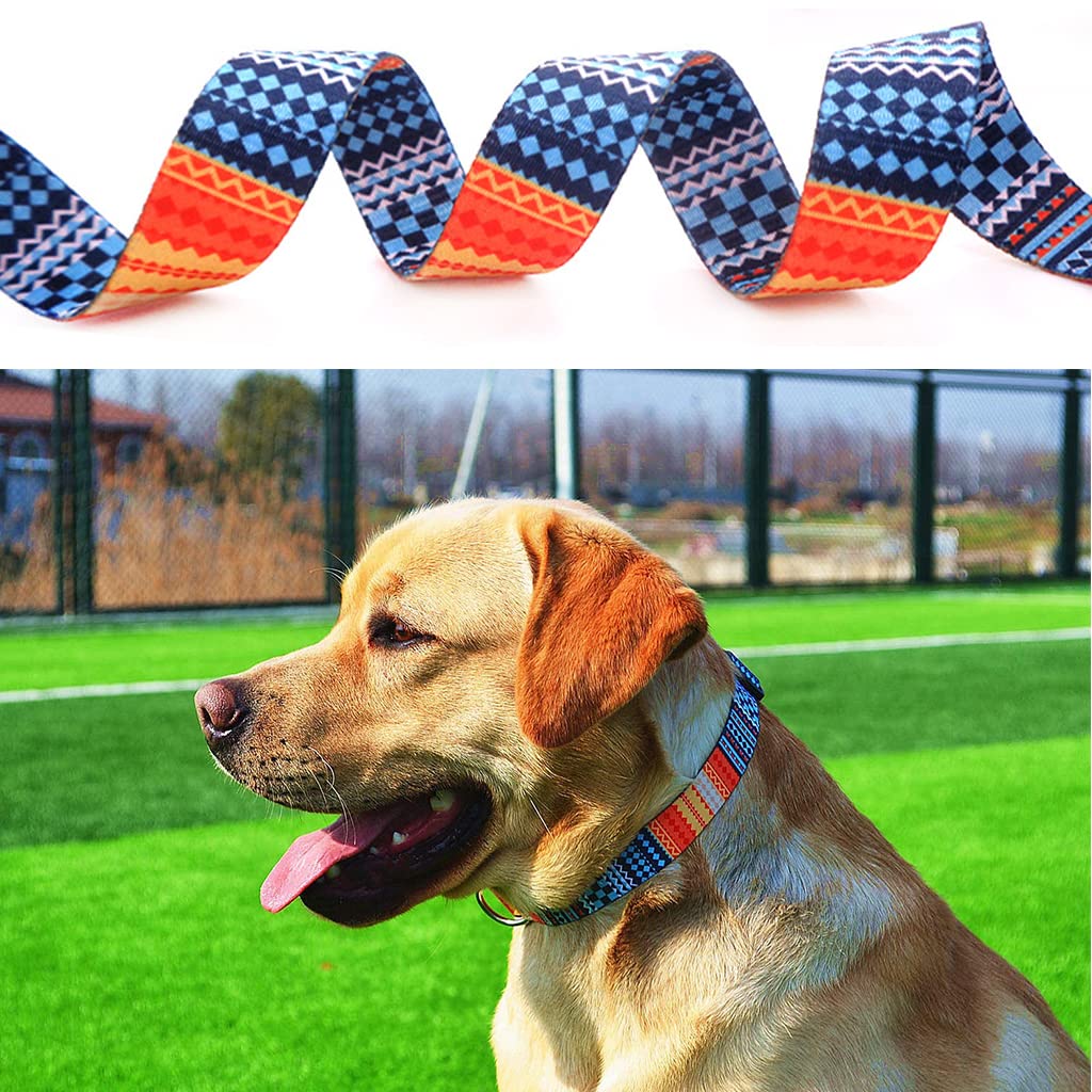 Qpets Dog Collar Adjustable 33–55 cm with Bohemia Pattern | 3PCS Nylon and Stainless Steel Set