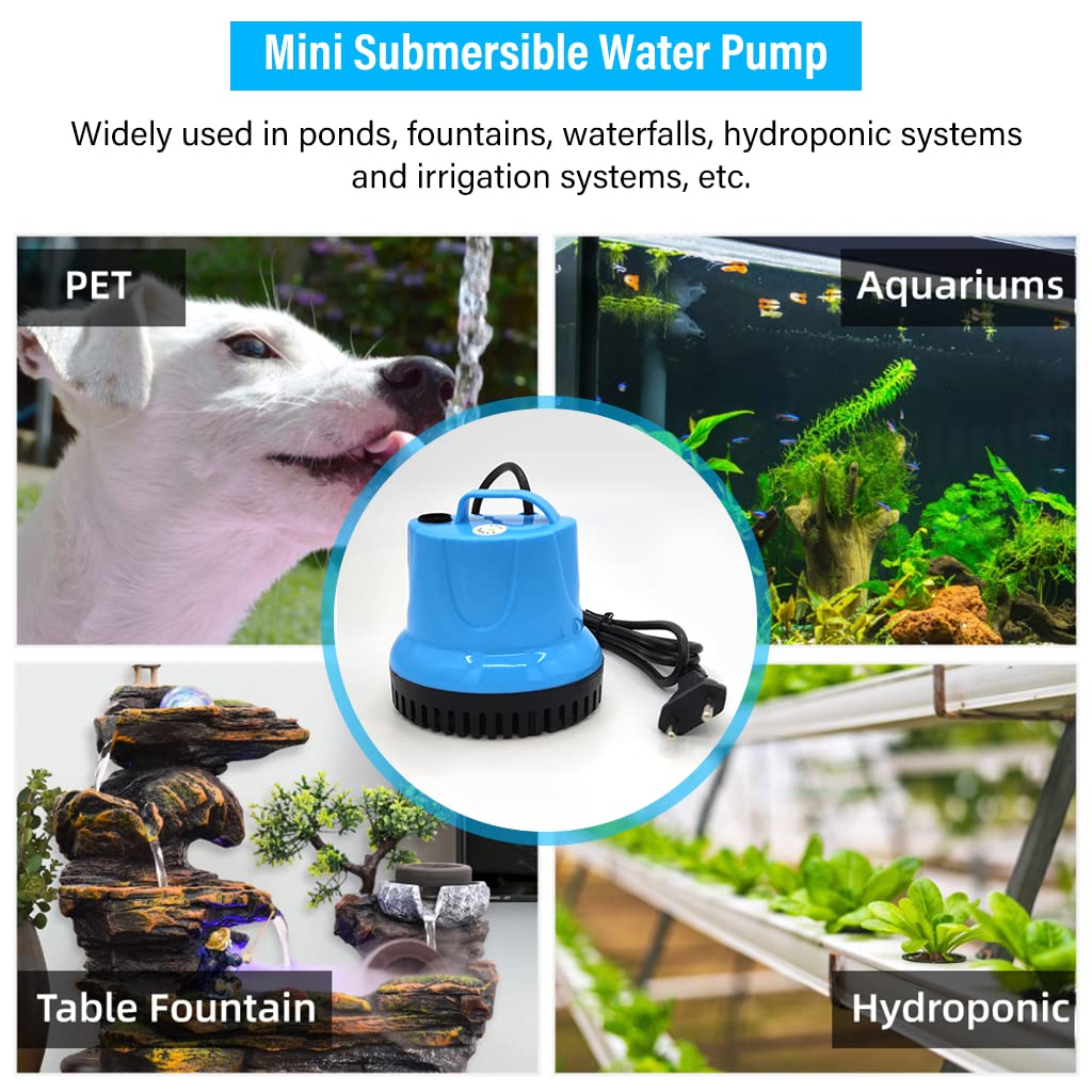 1200L/H Submersible Water Fountain Pump, Mini Aquarium Air Pump for Pond, 25W Power Large Water Pump for Fountain, Water Circulation Pumps with Suction Cup Bottom for Fish Garden