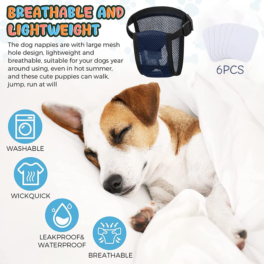 Qpets Dogs Diapers Female for Pet Use with 6 Absorption Cotton Pads | Breathable Mesh Fabric 2PCS