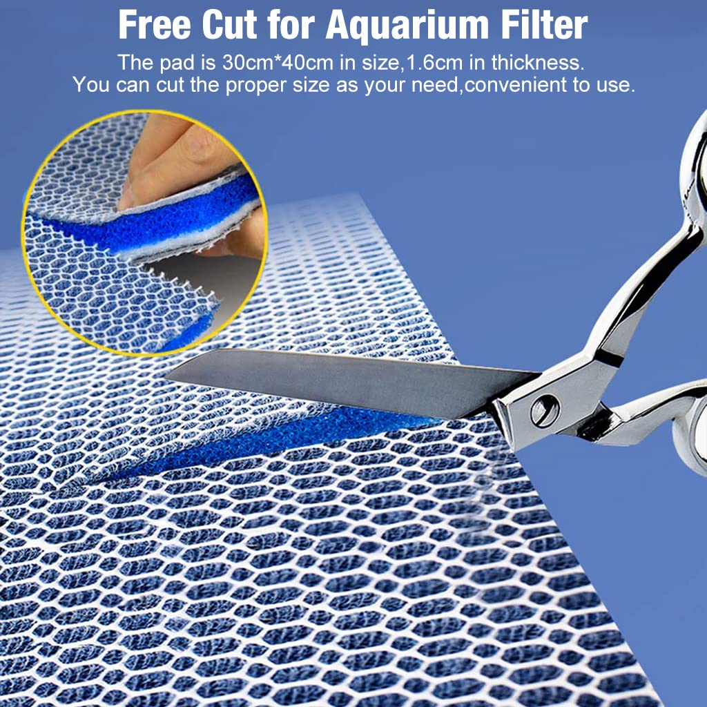 Qpets Aquarium Filter Cotton for Fish Tanks featuring 8 Layer High Density Pad 30×40cm | 3PCS Reusable Cuttable Sponge