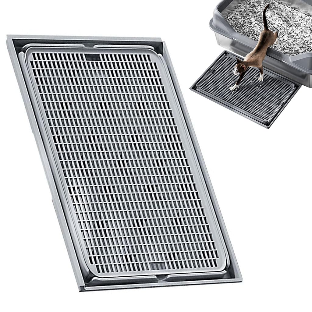 Qpets Cat Litter Tray for Home Use featuring Dual Layer Mesh Grid 42cmx28.5cm Design