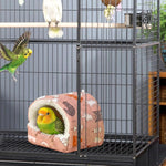Qpets Small Pet Winter Plush Hiding House for Birds and Hamsters 19x18cm with 2 Metal Chains