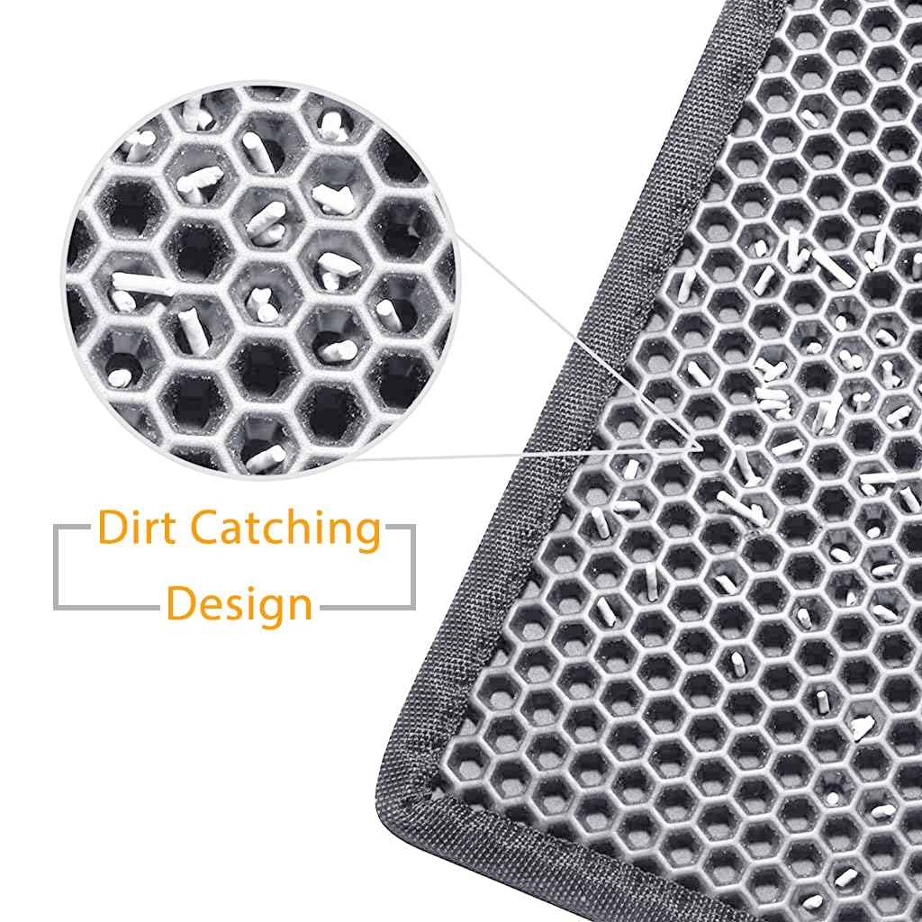 Qpets Cat Litter Mat for Hooded and Self Cleaning Boxes with Double Layer Honeycomb Design | 15.7 x 23.6 in Soft EVA Foam