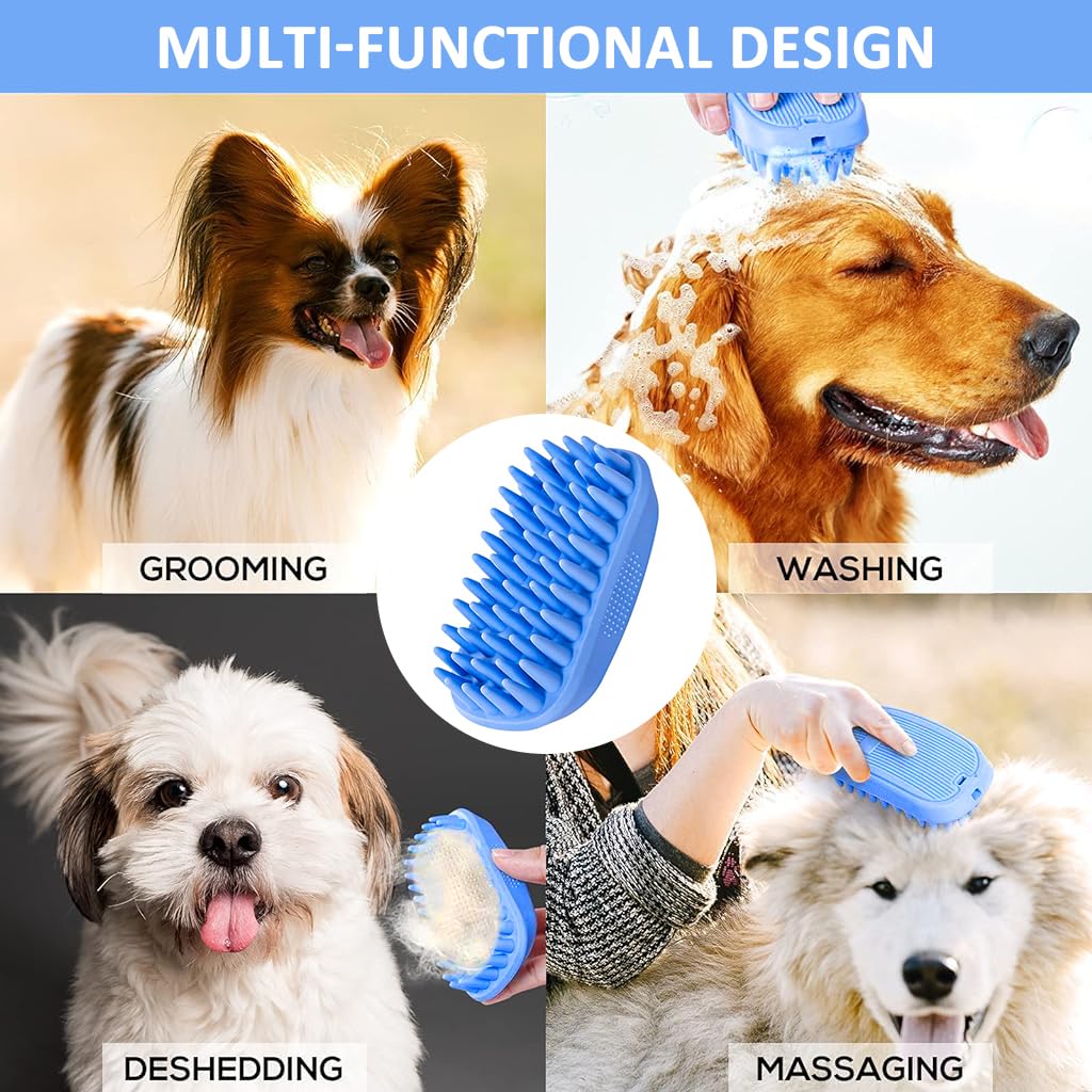 Qpets Dog Brush for Bathing and Grooming featuring Soft TPE Material | Easy to Clean